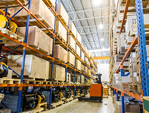 forklift in warehouse